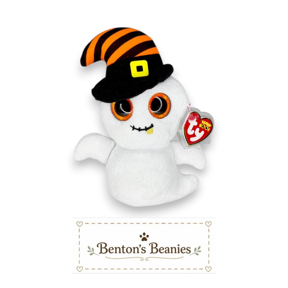 Nightcap the Ghost Ty Beanie Boo | Spooky Spirit | Mint Heart Tag